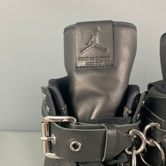 COMME des GARCONS x AJ1 FW19 Bondage Size 10 Black Leather High Top Sneakers - Picture 5 of 9